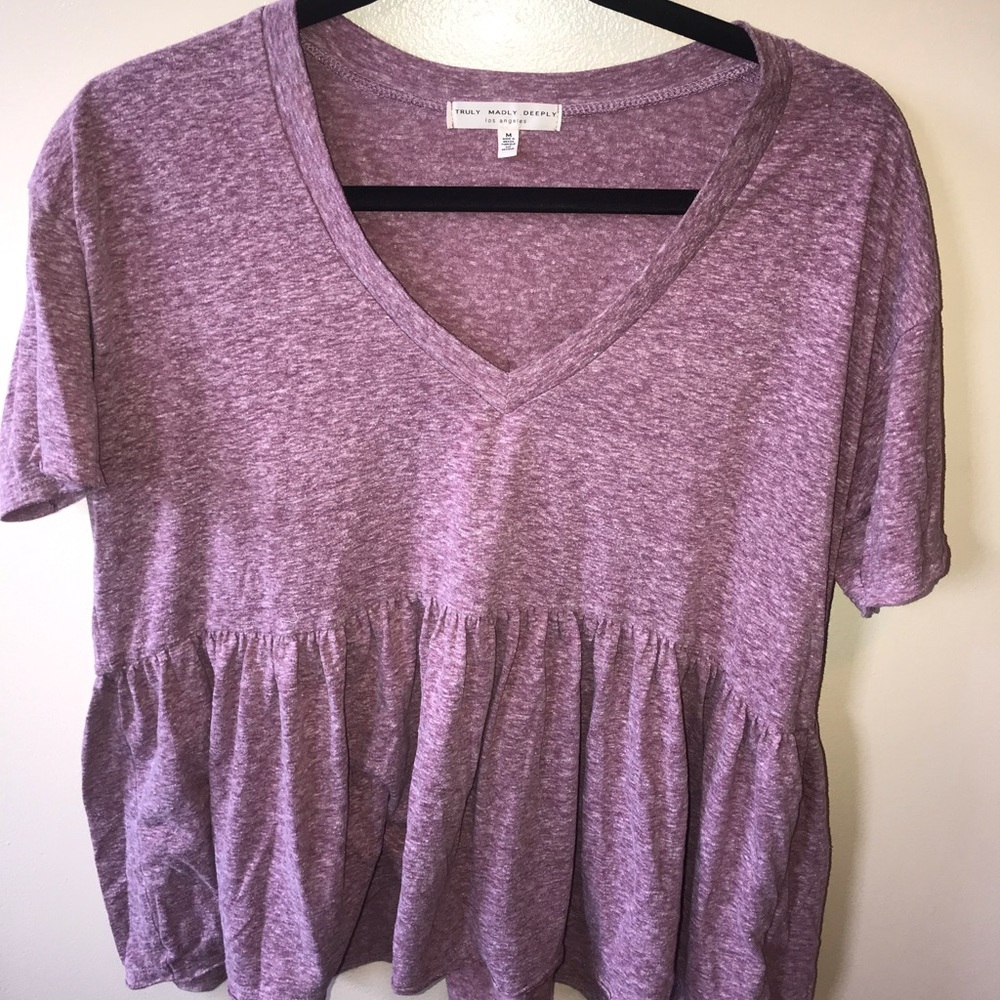 Urban Outfitters V-Neck Peplum Babydoll Tee